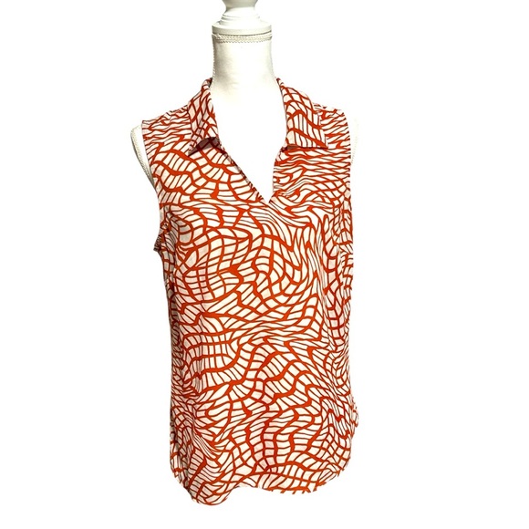Cabo Sleeveless Twisting Patterned V-Neck Women's Top, Size M - Picture 1 of 5